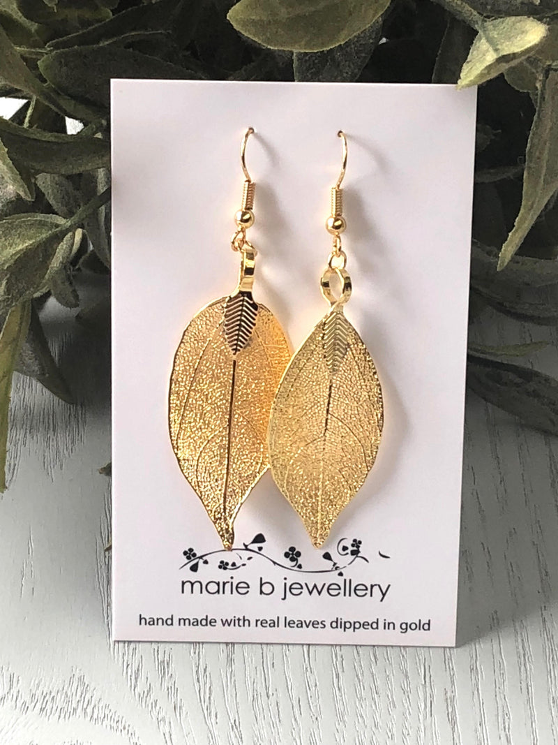 Gold leaf earrings