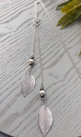 Real leaf FOB necklace sith genuine fresh water pearls