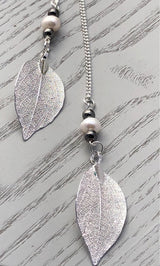 Real leaf FOB necklace sith genuine fresh water pearls