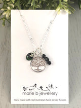 Tree of life necklace with real australian hand picked flowers