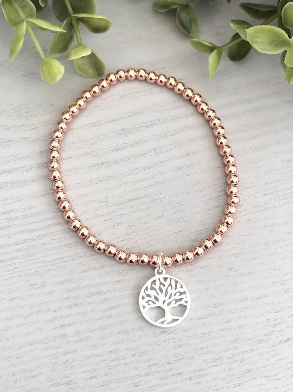 Rose gold  & tree of life sterling silver bracelet
