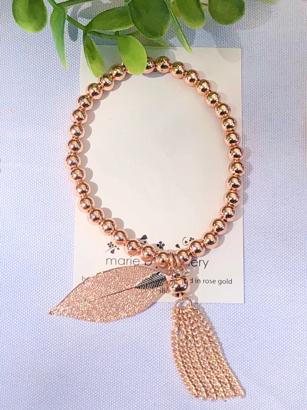 Rose gold leaf bracelet made with a REAL leaf